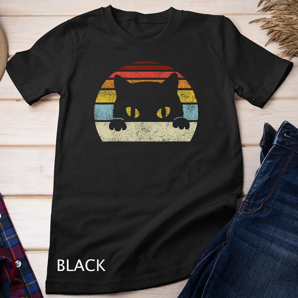 Vintage Black Cat Lover, Retro Style Cats Gift Unisex T-shirt