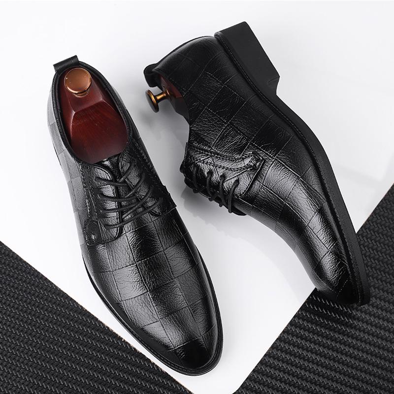New Men's Casual Shoes Extra Large Size Business Dress Leather Shoes Men's Lace Up Versatile Wedding Shoes
