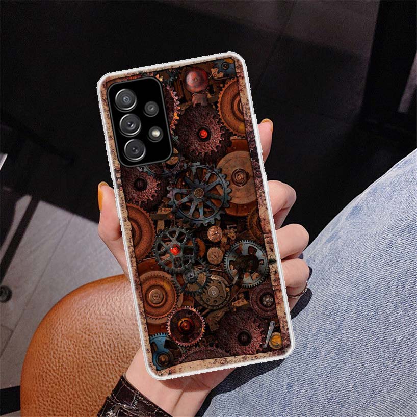 Steampunk Getriebe Mechanische Abdeckung Telefon Fall Für Samsung Galaxy A53 A52 A73 A72 A12 5G A13 A22 A23 A32 A33 a02S A03S A42 A43 A50S