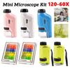Handheld Pocket Microscope 60-120X Educational Science Microscope Battery Powered Biological Microscope Kit Outdoor Children Toy