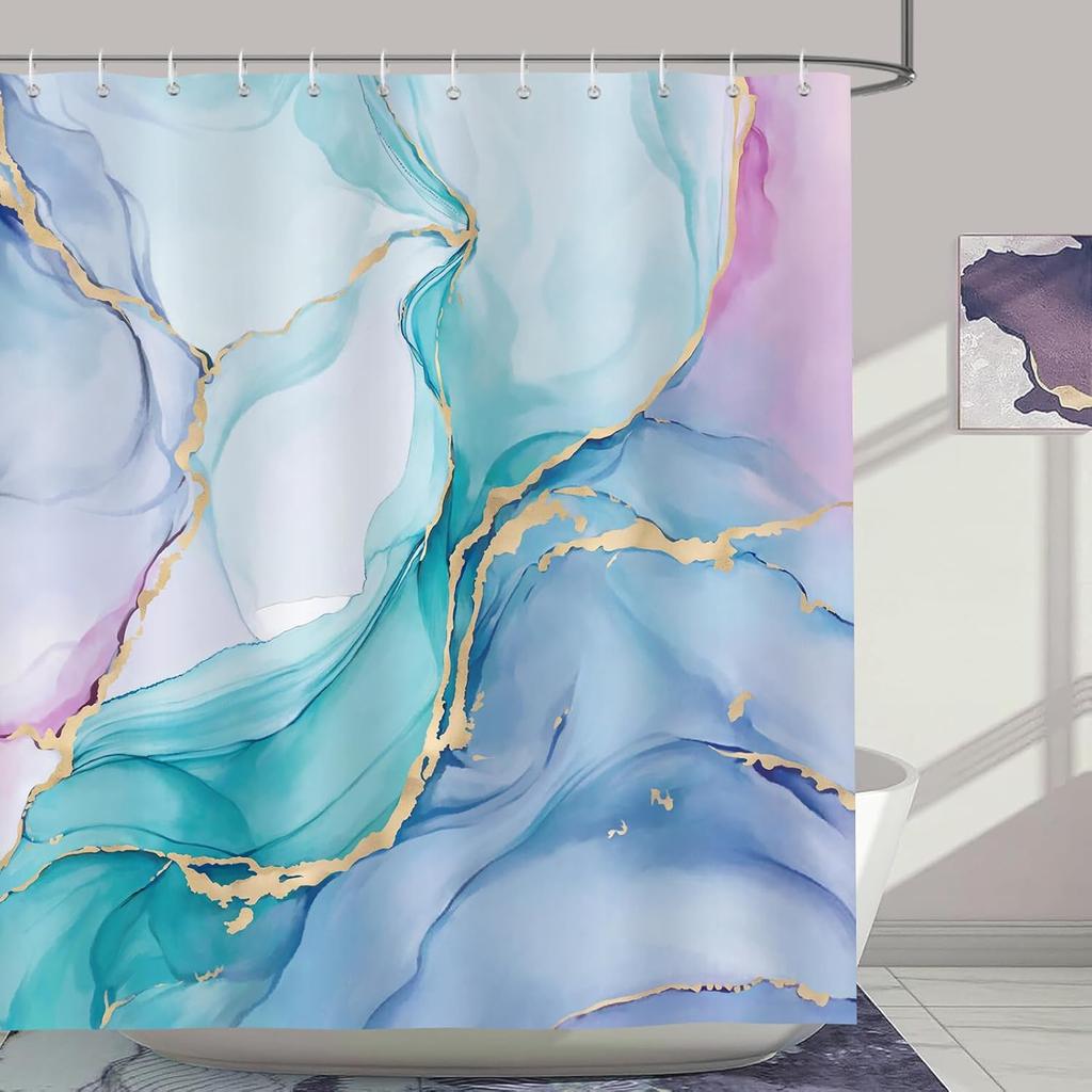 Marble and Gold Modern Abstract Art Shower Curtain Waterproof Washable Bathroom Decorative Shower Curtain 180 X 180cm