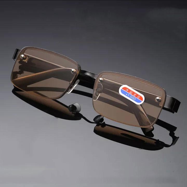 HD Reading Glasses Crystal Glass Presbyopic 0 To +4 0 Frameless Brown Glasses for Men Fashion Eye Wear 0