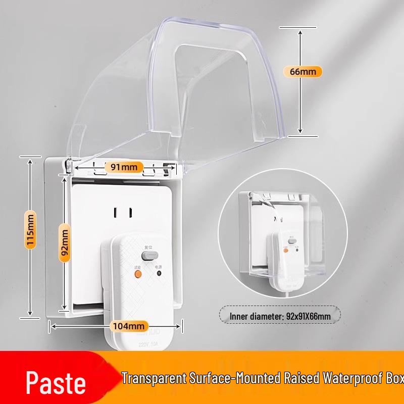 Type 86 Waterproof Self-Adhesive Switch Cover, Splash-Proof Box for Bathroom