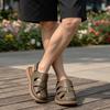 Sandales pour Hommes Respirantes Cuir Creux Bout Fermé Anti-Odeur Nouvelles Semelles Souples Antidérapantes Résistantes à l'Usure Chaussures d'Extérieur pour Plage pour Adolescent