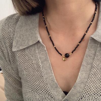 New French Niche Light Luxury Black Skewers Necklace Girl