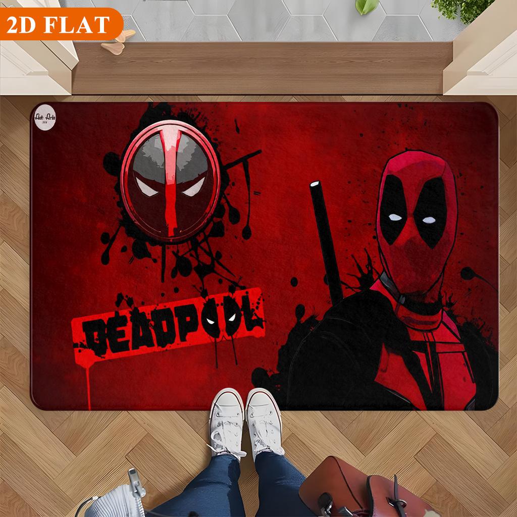 1pc MARVEL Deadpool Bath Mat & Rug Suitable for Bathroom, Non-Slip Large with Iconic Deadpool Poster, Machine Washable Flannel
