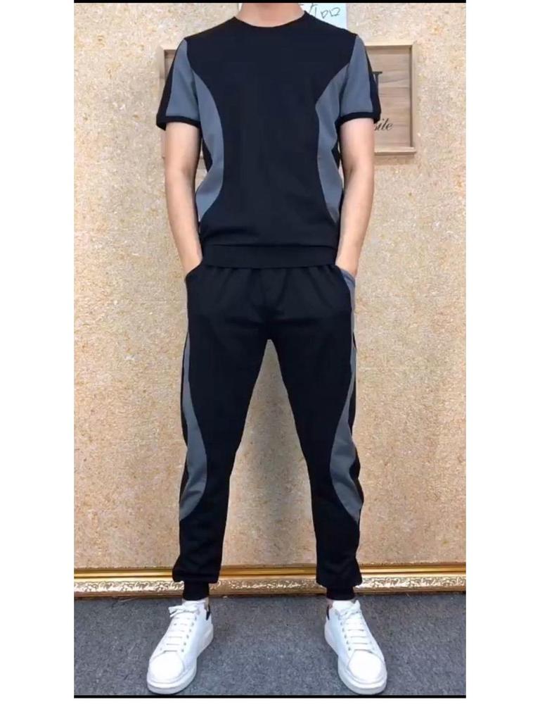Icy Men's Classic Two-Piece Sportswear Set - Summer Casual Nine-Point Elastic Pants