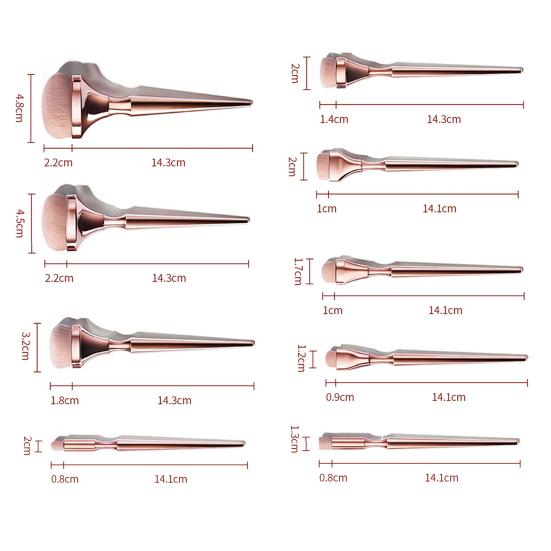 9 Stück Foundation Pinsel Wiederverwendbar Kratzfest Hochdichte Borsten Universell Einfach Aufzunehmen Damen Kosmetik Waschtisch Zubehör