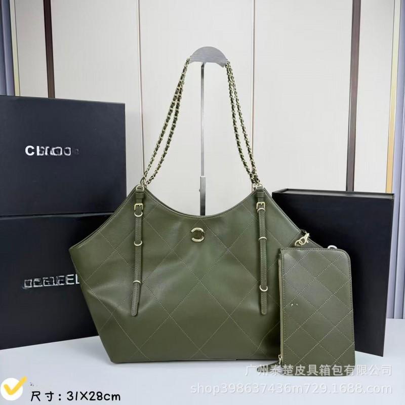 Xiaoxiangfeng Lingge Chain Tote Bag Women Large Capacity Single Shoulder Underarm Fashionable Versatile Commuter 31X28cm оливковое зеленый