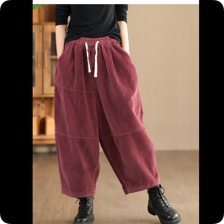 

Ретро Плюс Бархатные Утолщенные Универсальные Вельветовые Повседневные Брюки Морковь Осень и Зима Свободные Брюки Шов Детали Харлан Чтобы Сохранить Тепло XXXXL красный