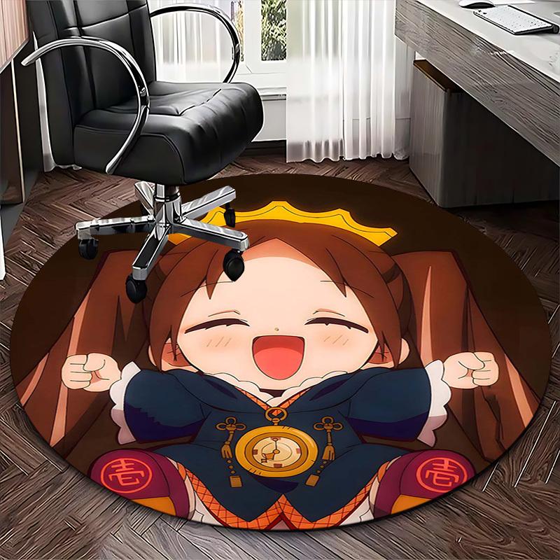 1pc Anime Cartoon Design Round Carpet, Office Chair Mat, Non-Slip Rug Suitable for Home Decor, Living Room, Bedroom, Game Room, Festival Gift, All Sea