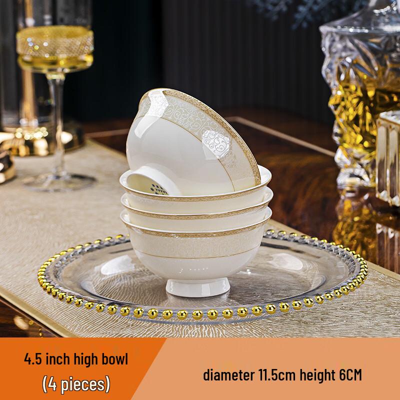 European Gold Rim 56-Piece Bone China Dinnerware Set