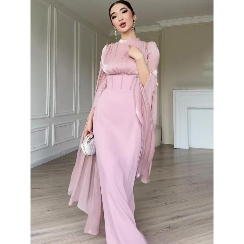 Western Style New Fashion Lace-up Waist Hugging Slimming Long sleeve dress Formal Dress Long dress Sexy Long Dress