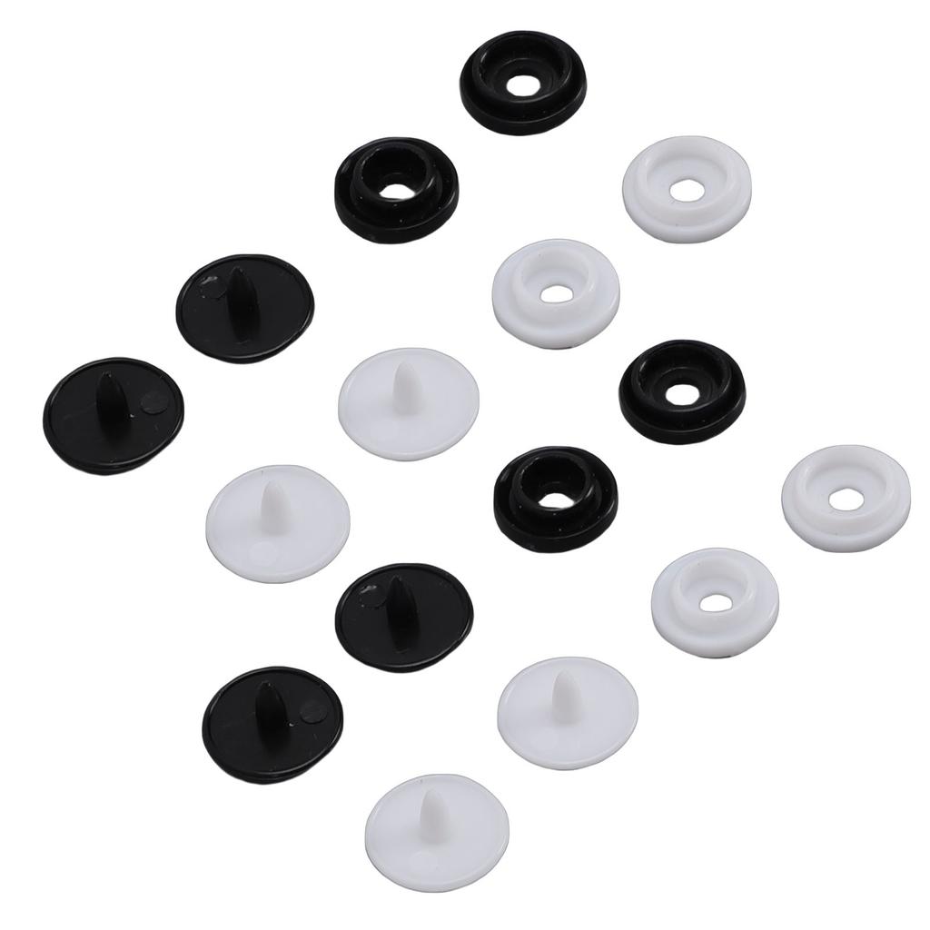 200 Set Plastic Snaps Fasteners No Sew Round Buttons Kit for Clothing Sewing Crafting Bib Bag Bright Black and Bright