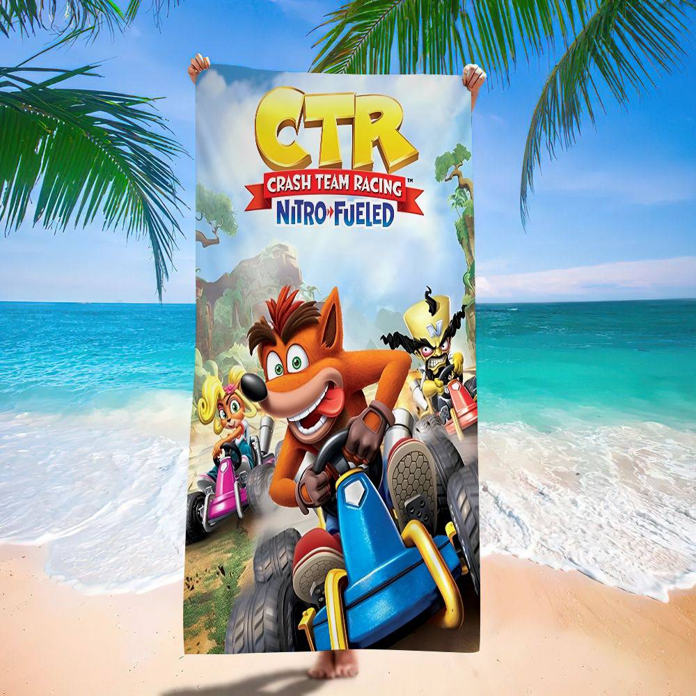 Video Game C-Crash B-Bandicoot Beach Towel Bath Towels for Girl Microfiber Quick Dry Custom Sand Free Beach Yoga Spa Gym Pool
