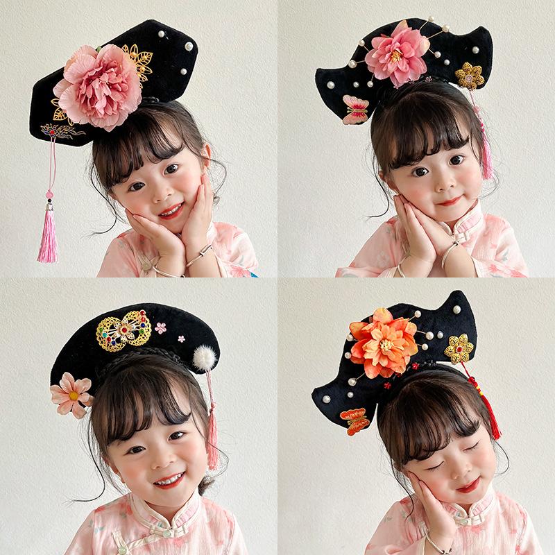 Copricapo in stile cinese con fiori, nappa, perla, stile antico, cerchietto per capelli da principessa, copricapo Hanfu, fermaglio per capelli Hanfu, donna