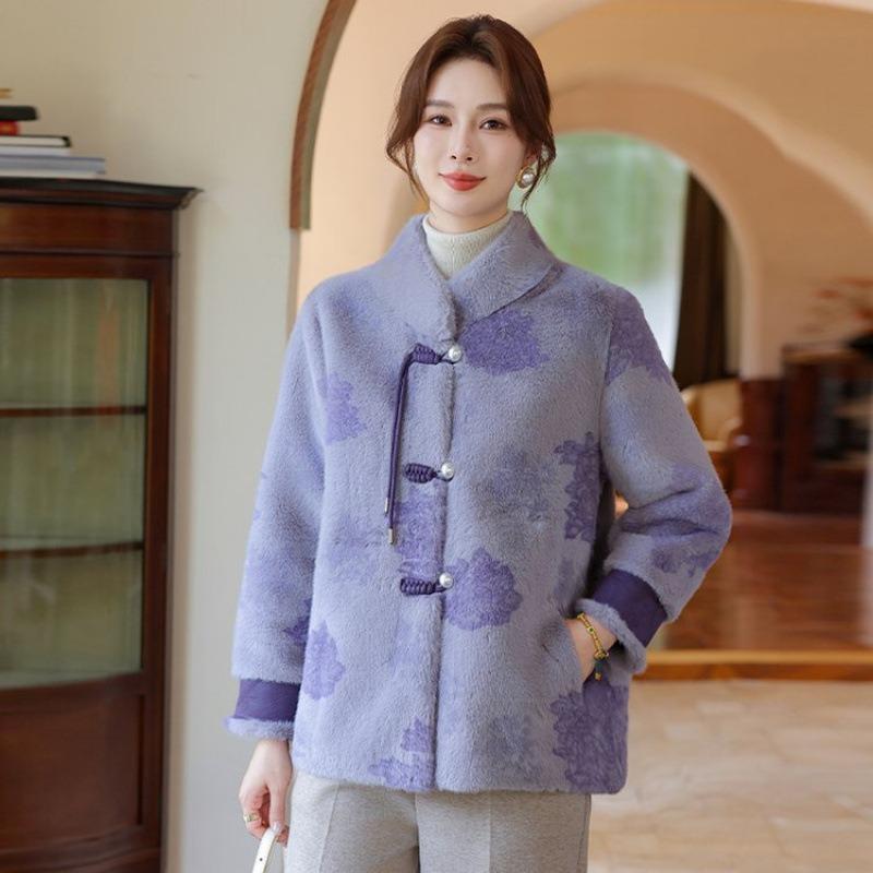 

Мама зимнее пальто из искусственного норкового бархата благородное и универсальное новое пальто из шерсти с мехом для среднего и пожилого возраста 5XL [recommended 150-80kg] лавандовый