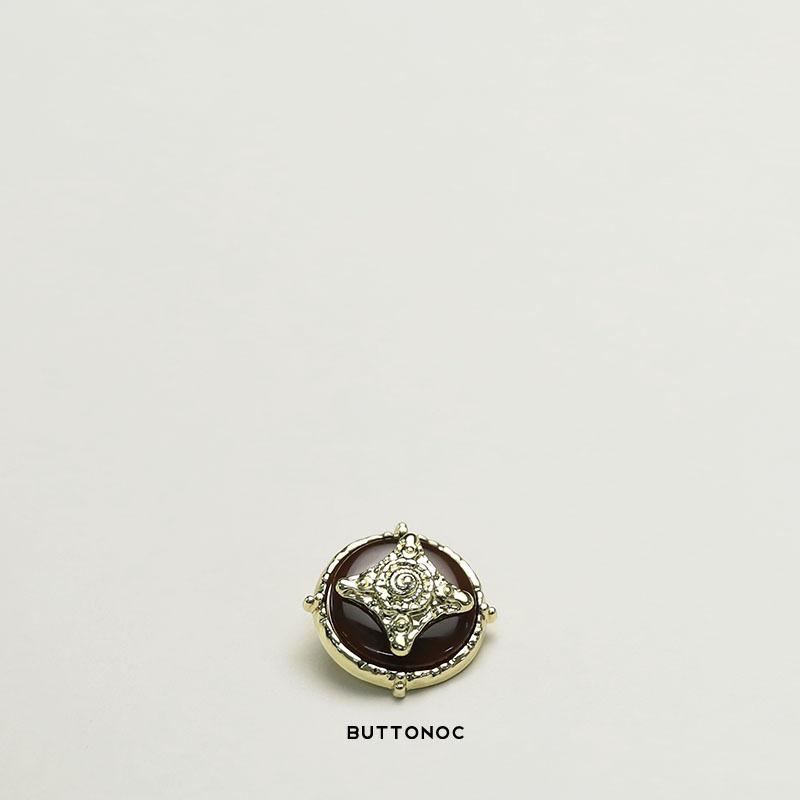 5Pcs Four-Leaf Rudder-Shaped Metal Button, Small Fragrant Coat Decorative Button, Trendy Coat Trench Coat Coat Button