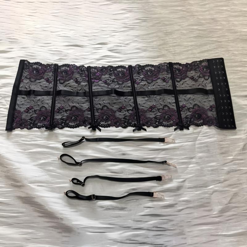 Ligero Transparente de Encaje Floral Para Medias Hebilla Trasera Ajustable Corsé Cintura Fina Cinturón Lencería Sexy Cosplay Para Mujer