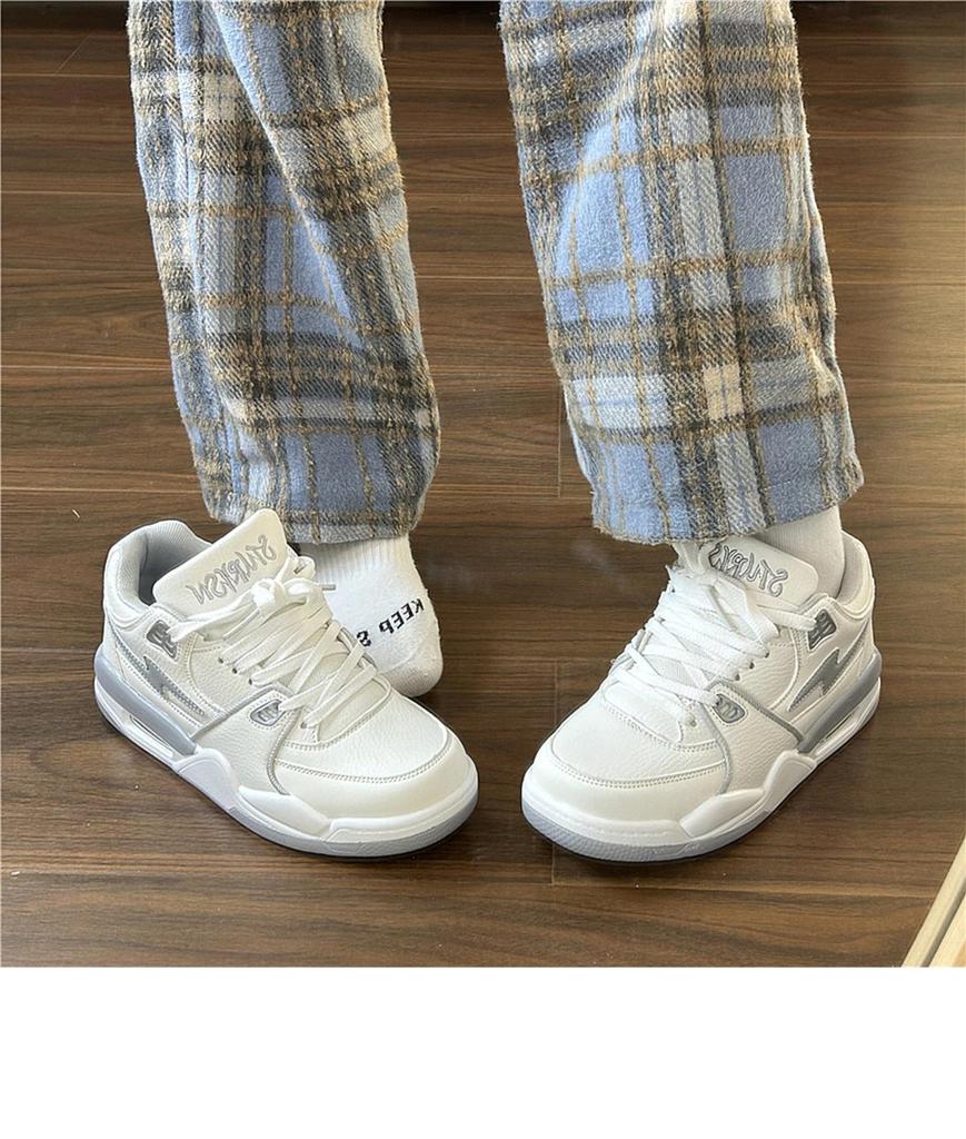 Hong Kong Style Men's Air Cushion Sports Shoes - 2025 Summer Trend, Thick Sole Casual White Sneakers for Students and Couples