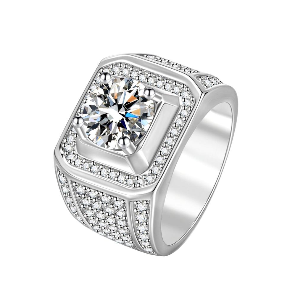 European & American Style Men's Dominant Micro-paved Full Diamond Ring with Naked Stones