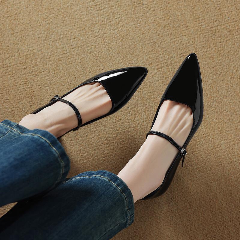 Fashion Genuine Leather Women Pumps Shallow Mary Jeans Strap Single Shoes 6cm Square High Heels Leopard Print Prom Party Sapatos Mujer