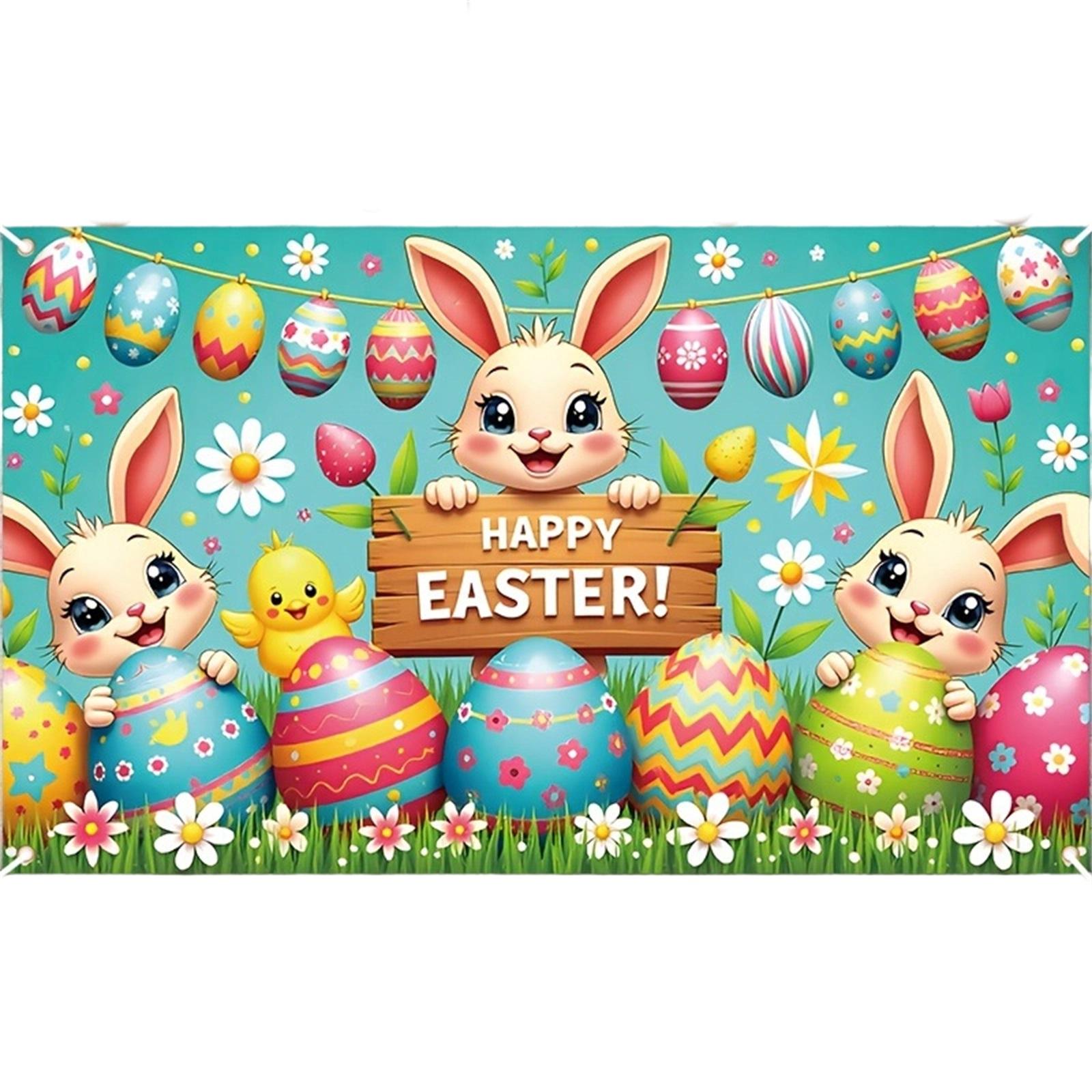 

Пасхальный флаг баннер фон ткань праздничная атмосфера баннер для крыльца украшение для двора подвесной флаг one size