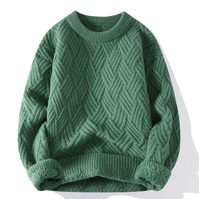 Japanese Style Round Neck Couple Sweater Plain Weave Style Casual Versatile Trendyy Men's Long-Sleeved Sweater