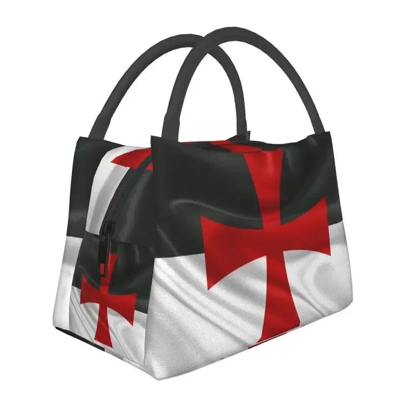 Flagge der Tempelritter Tragbare Lunchbox Kriegerkreuz Thermokühltasche Lebensmittelisoliert Lunchtasche Büro Arbeit Picknickbehälter