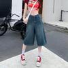 Women's Vintage High-Waist Wide-Leg Denim Shorts - Summer Lightweight and Loose Fit