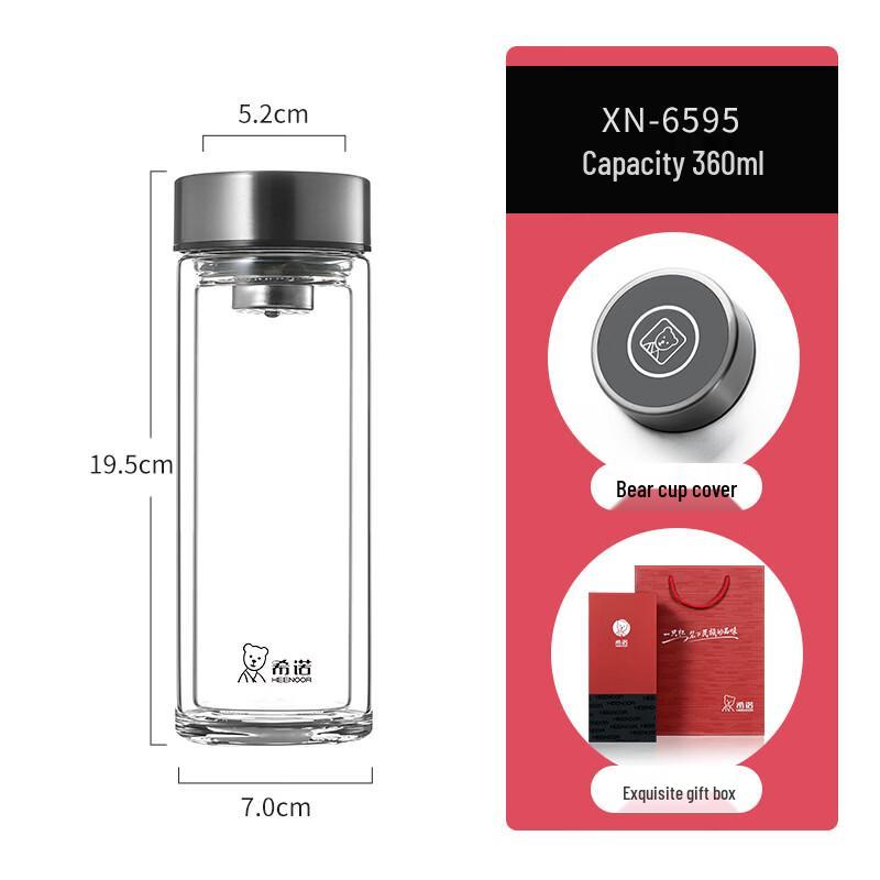 Xinuo Double-Layer Glass Travel Bottle with Filter Lid