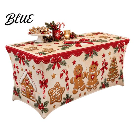 Reusable Table Cover Rectangular Protector 6FT 8FT Cover 4FT Christmas Stretch Gingerbread House Milk Silk