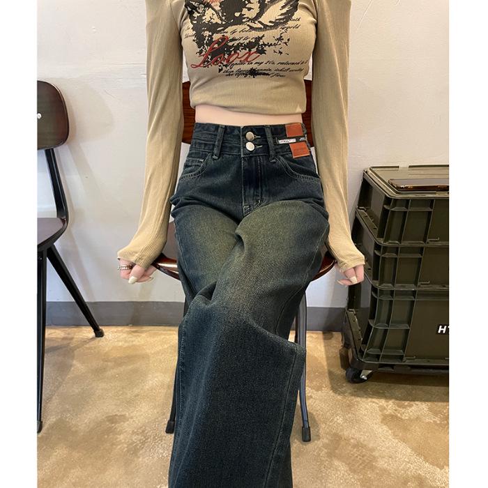 

Spring 2025 Women s High Waist Narrow Straight Jeans - Slimming, Petite Fit, Wide Leg Style Small