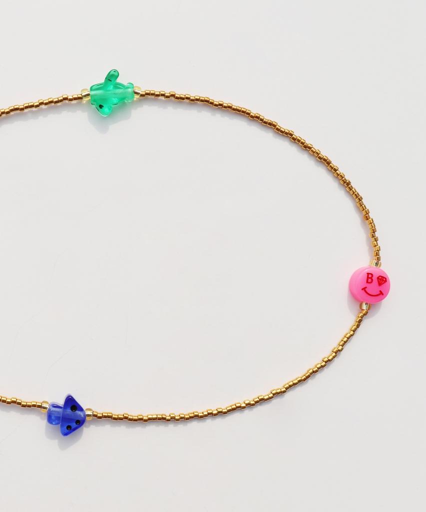 Bonbeau Unique And Fun Charms Gold Beads Long Necklace Color Motif Charm Gold Bead Long Necklace Kitsch Necklace