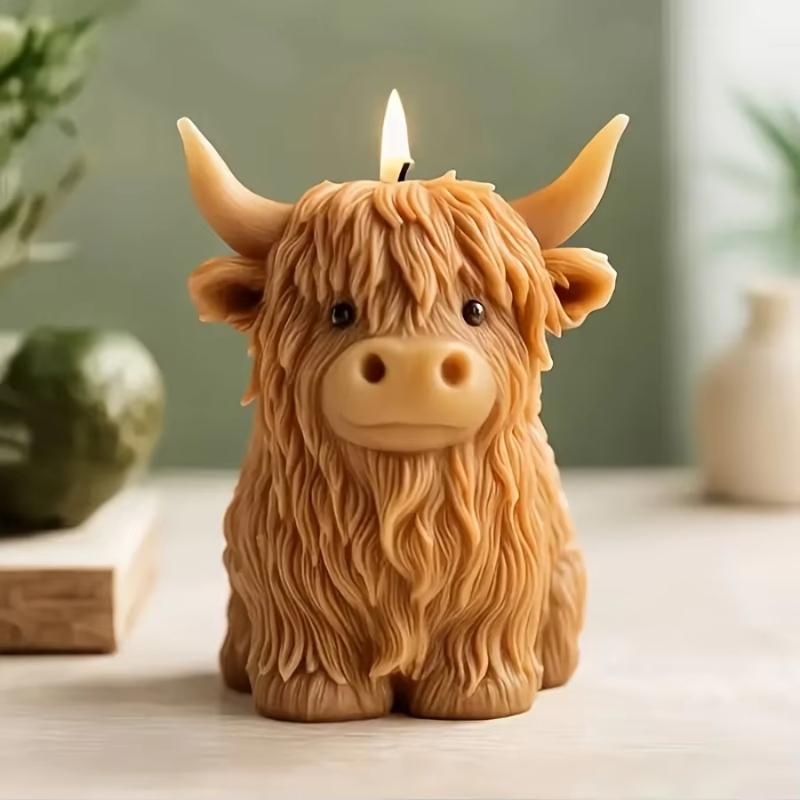 1PCS Highland Cow Candle Silicone Mold Animal Shaped Mold for DIY Handmade Candles,Unique Holiday Gifts,Birthday Home Decor