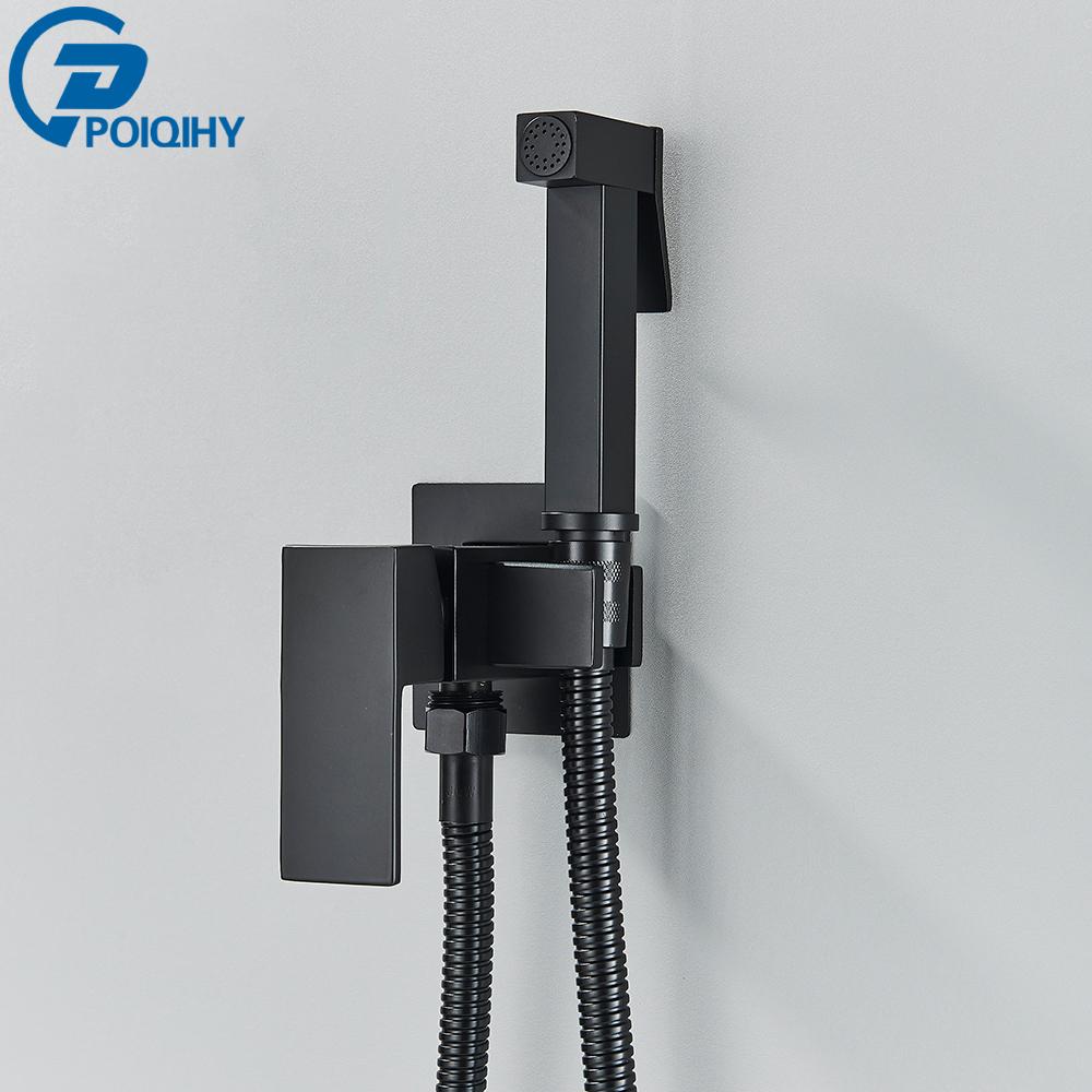 

Черный/золотой латунный смеситель для биде в ванной комнате, хромированный распылитель для биде высокого давления, настенный смеситель для горячей и холодной воды для унитаза