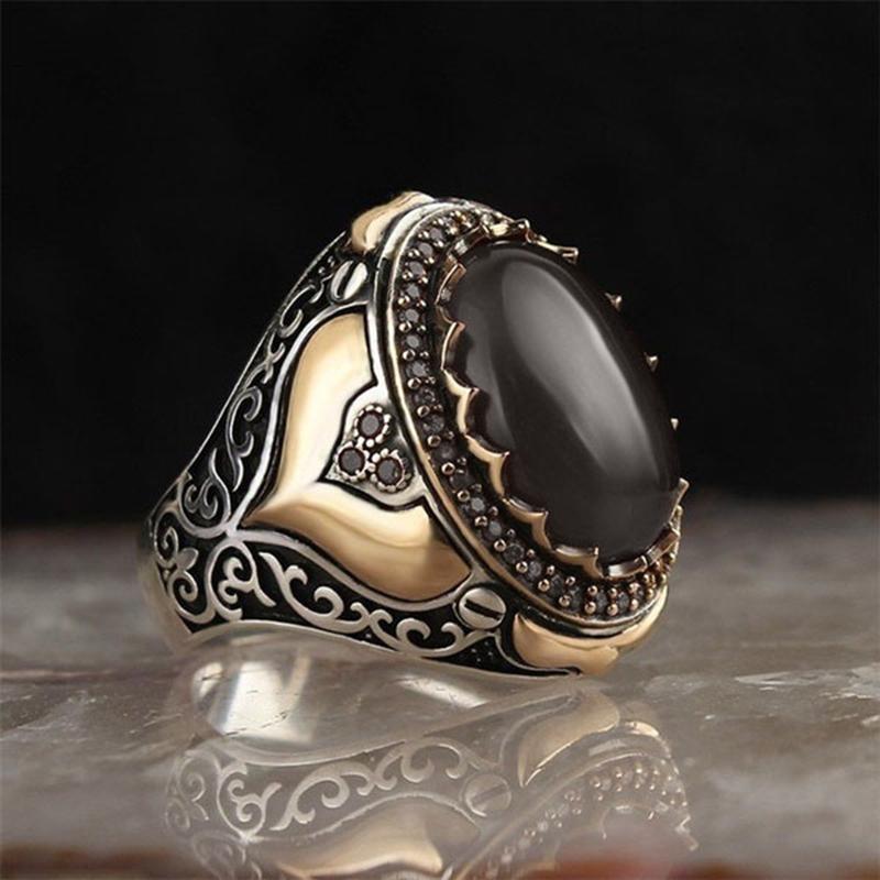2023 New Zinc Alloy Ring For Men Fashion Trend Blue Zircon Finger Ring Male Party Jewelry