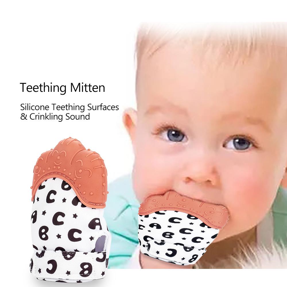 Newborn Anti-Scratch Chewable Teething Mittens - Silicone Baby Hand Protection for Autumn/Winter