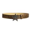 Women Faux Leather Belt With Flower Petal Print And Star Snap Button Fashion For