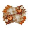 4pcs Placemat Set with a Vintage Autumn Style Featuring Warm Plaid Patterns, Made of Polyester Fabric with Digital Printing