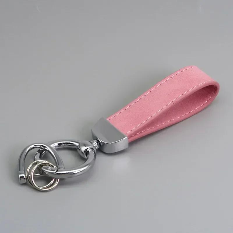 Laser Custom Logo Suede Leather Keychain for Men and Women Retro Vintage Personalized Company Name Keyring Engrave Car Key Chain