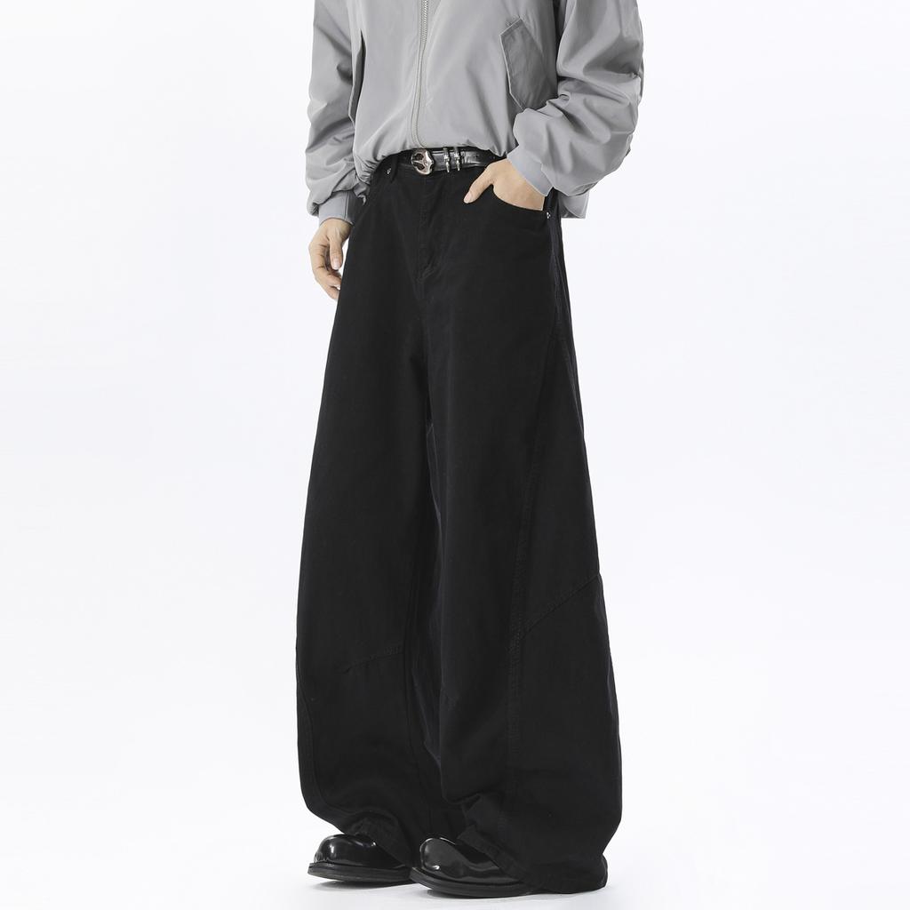 American Retro Men's and Women's Casual Pants Washed and Deconstructed Design Sense Scimitar Pants Ruffian Handsome Wide-leg Pants Slim Mopping Pants