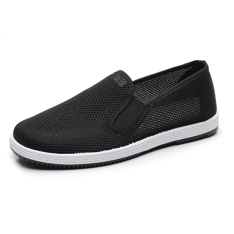 Neue Sommer-Mesh-Schuhe Stoffschuhe Herrenschuhe rutschfest Ein-Pedal Mittelalterliche und ältere Freizeitschuhe