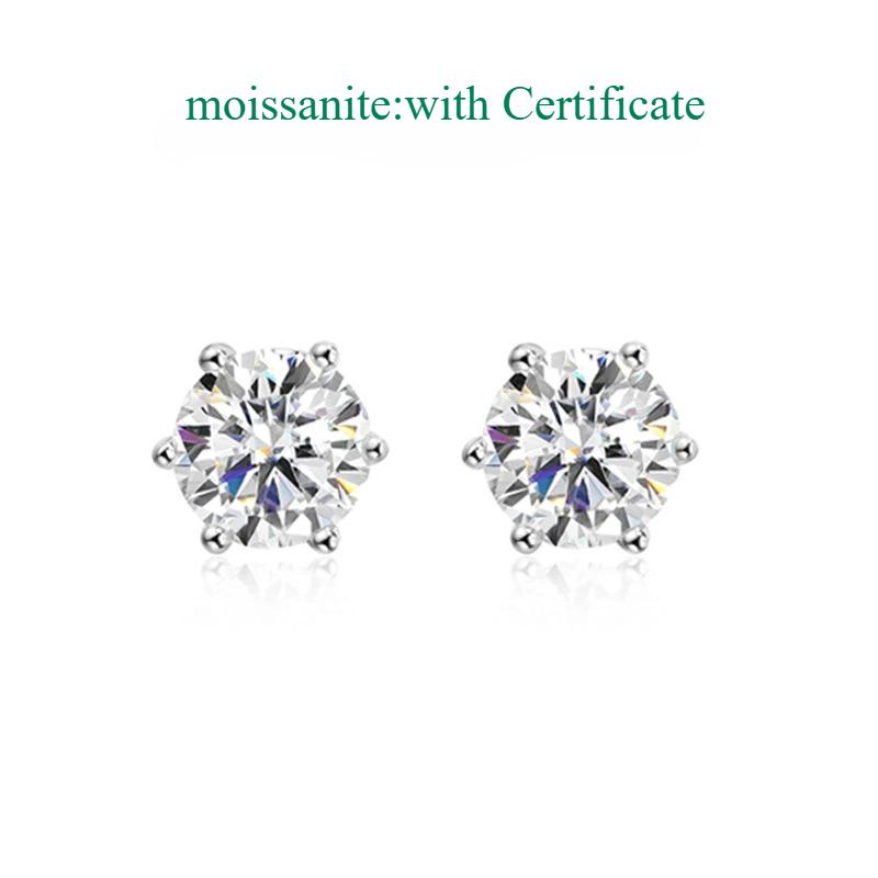 Smyoue 0.1-3CT Certified Moissanite Stud Earring for Women Classic Sparkling Lab Diamond  Silver 925 Jewelry 6-Claws