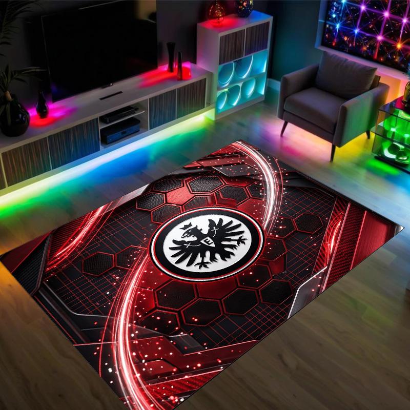 Eintracht Frankfurt Fußball Design Kristall Samt Teppich Gemütlich Non?Rutschfester Teppich mit Aufdruck für Schlafzimmer Wohnzimmer Eingang