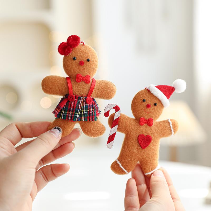 1/3/6Pcs Christmas Fuzzy Gingerbread Man Doll Xmas Tree Pendants  Year Kids Gift Hanging Ornaments Christmas Decorations For