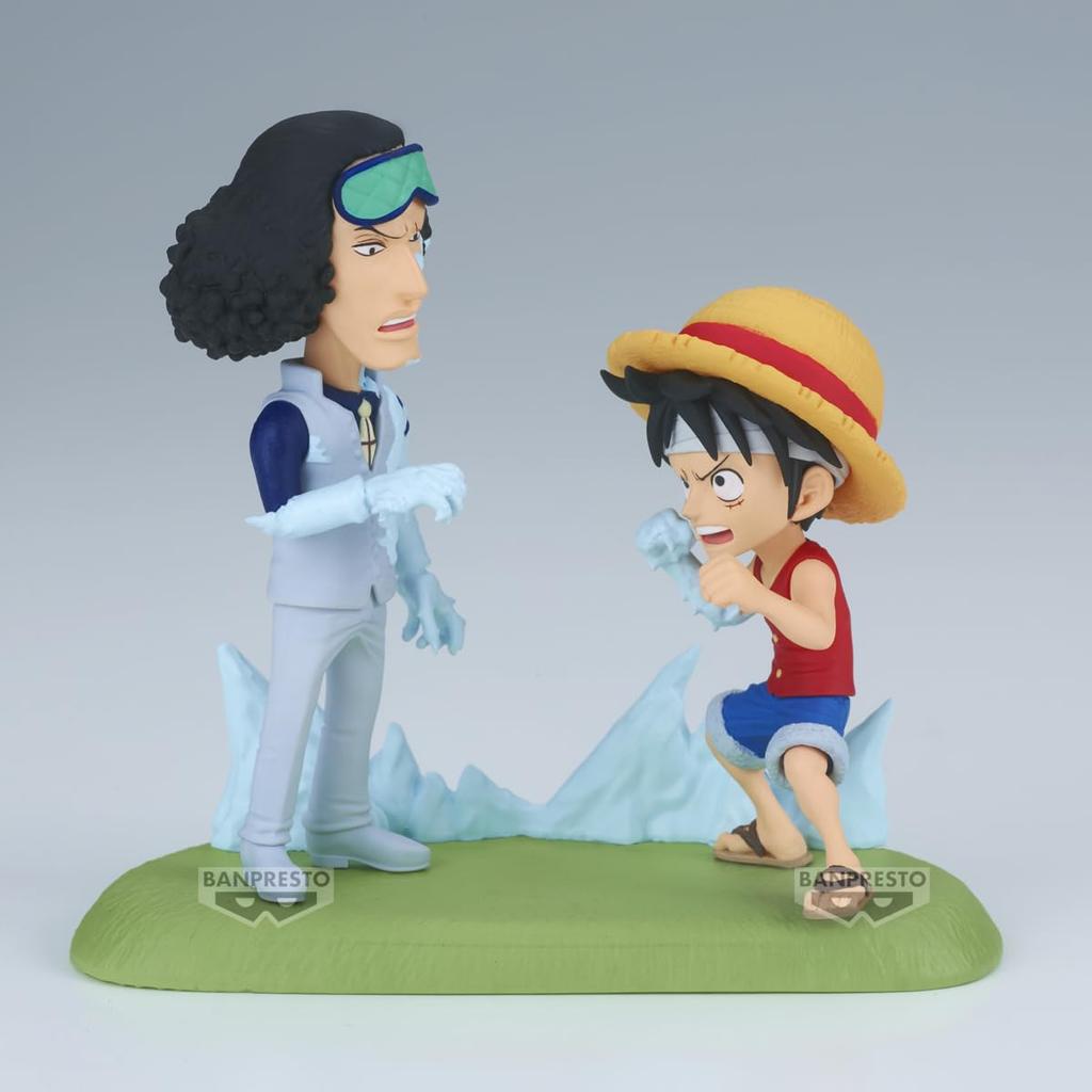 Banpresto One Piece World Collectible Log Story Action Figure: Monkey D. Luffy vs. Kuzan, 9cm, Multicolor, BP28688P, Perfect for Anime Fans