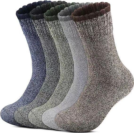 5 Pairs of Thick Socks with Sleeves, Comfortable and Warm Winter Socks, Floor Socks and Parallel Lines