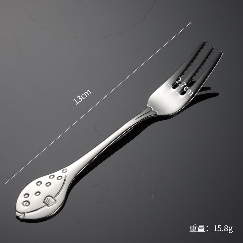 304 Stainless Steel Ocean Fish Fork Spoon Coffee Stirring Stick Dolphin Whale Series Creative Children's Western Tableware