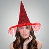New! Halloween Costume Witch Hats Steeple Top Spider Web Pattern Mesh Wizard Makeup Props Cosplay Prom